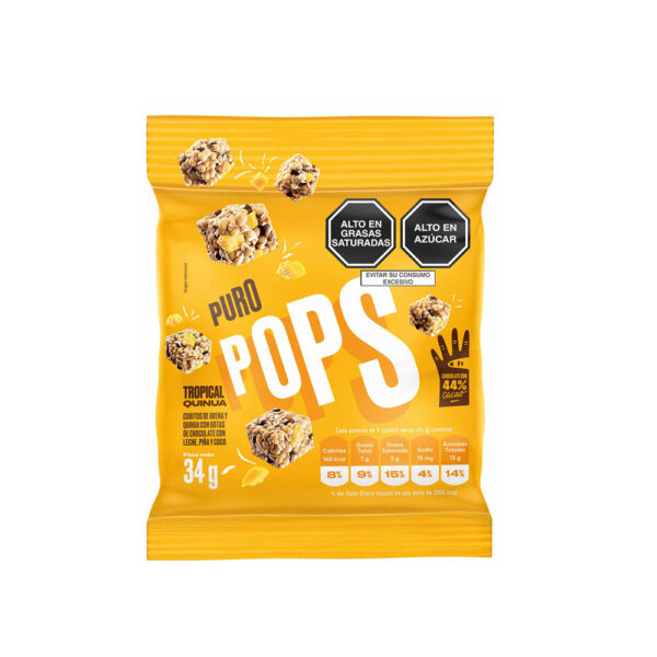 4602000 Choc Puro Pops Tropical x 34 gr. Display x 6 unidades Caja x 8 displays